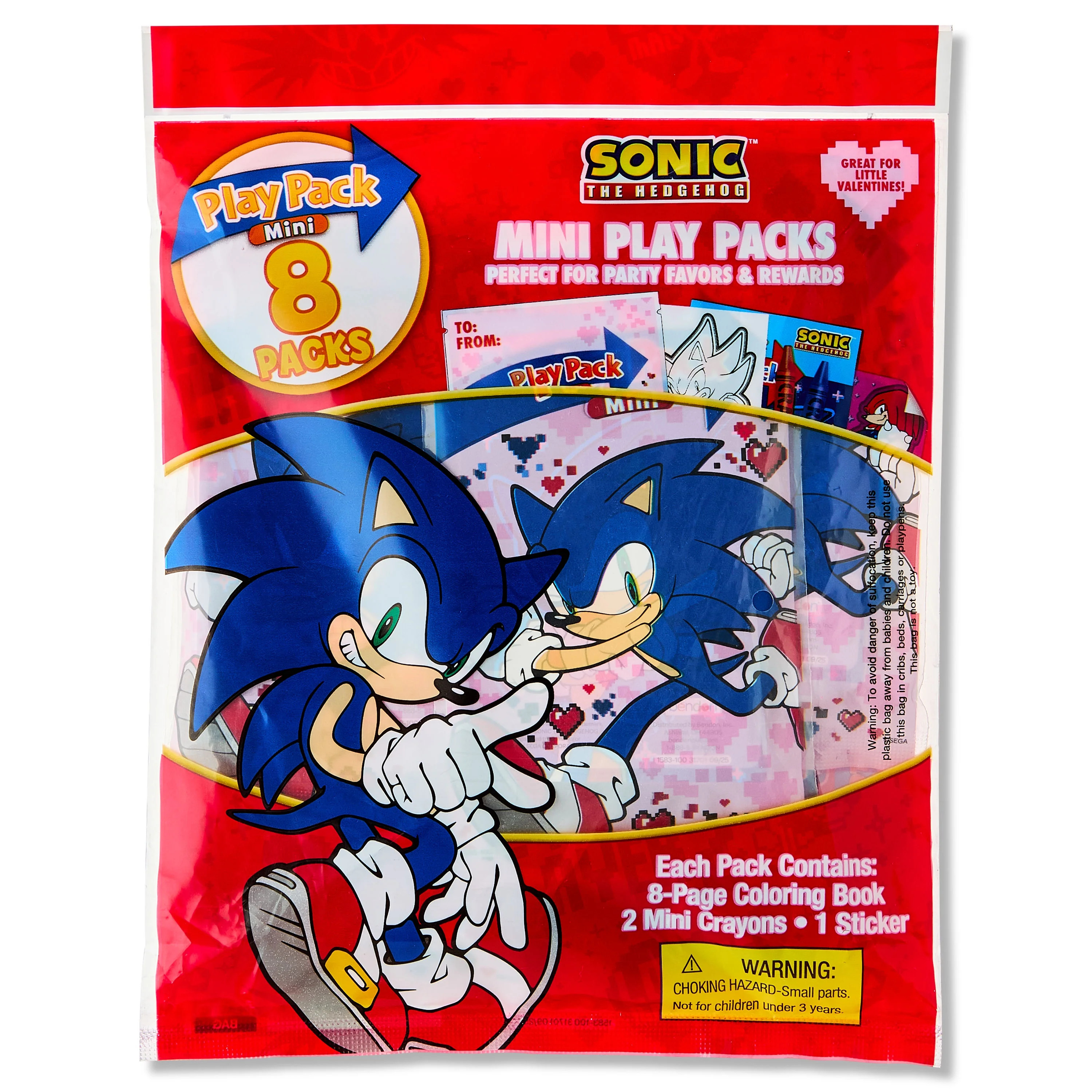 Sonic the Hedgehog 8 Count Mini Play Pack with Small Coloring Book and Crayons, Valentine's Day G... | Walmart (US)