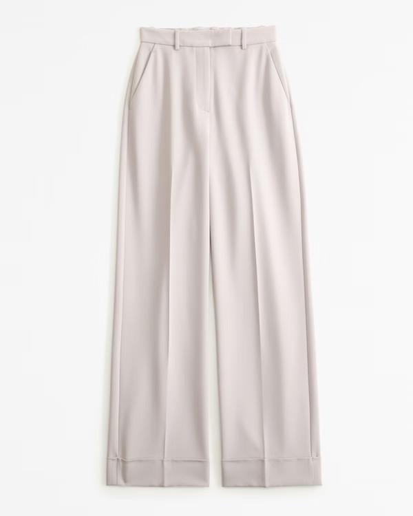 Cuffed Hem Tailored Wide Leg Pant | Abercrombie & Fitch (US)