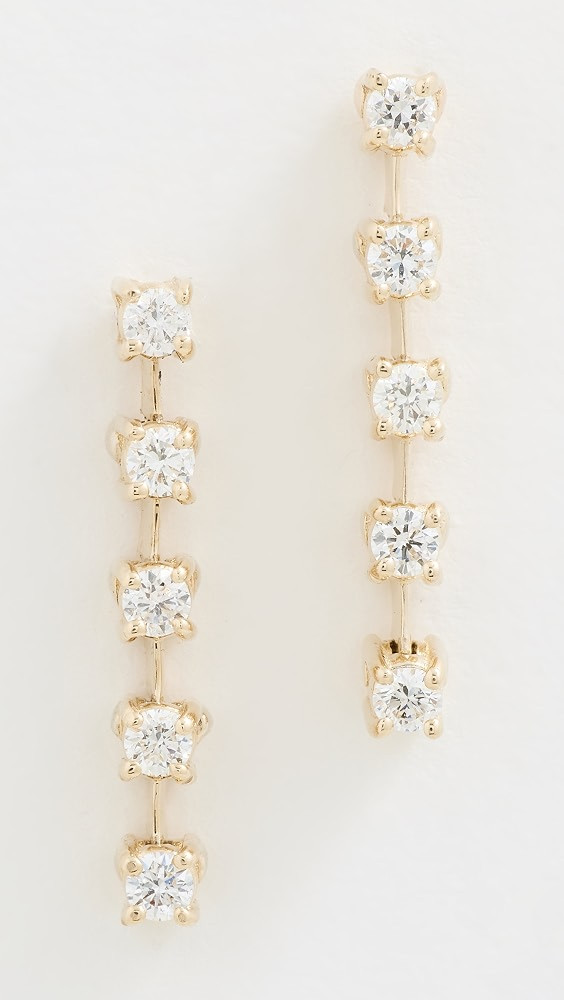 14k Prong Diamond Dash Tennis Drop Earrings | Shopbop