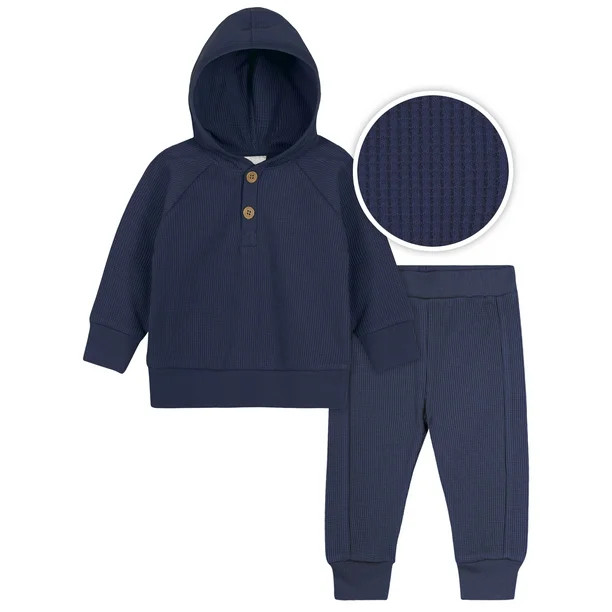 Modern Moments by Gerber Baby Boy Waffle Hoodie & Pant Outfit Set, 2-Piece, Sizes 0/3-24 Months -... | Walmart (US)