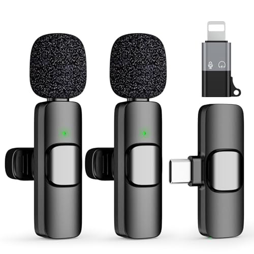 2 Pack Type C Mini Wireless Lavalier Microphone for iPhone 15, iOS and Android Devices - Noise Reduction Lapel Mic for Recording, Clip on Mic, Omni Lav Mic for Video Recording, Tiktok, Youtube, Vlog | Amazon (US)