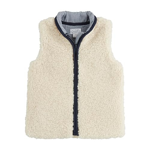 Mud Pie Girls Children Sherpa Zip Navy Vest-Ivory | Amazon (US)
