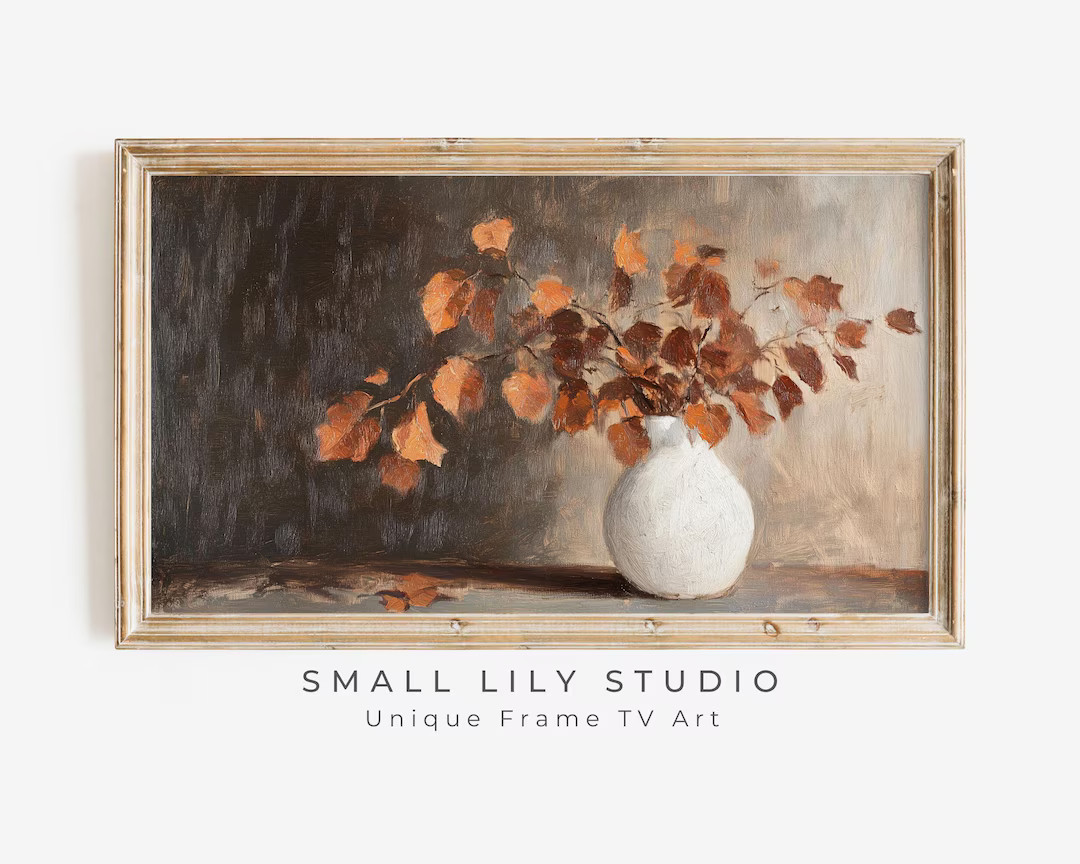 FRAME TV Art Fall Leaves in Vase, Samsung Frame Tv Art Autumn Vintage Style Still Life, Farmhouse... | Etsy (US)