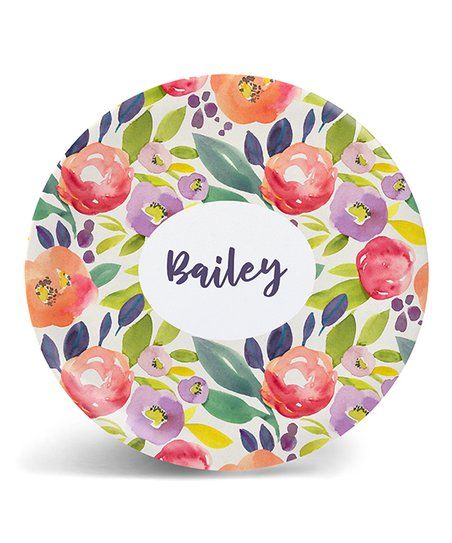 Bright Watercolor Floral Personalized Plate | Zulily