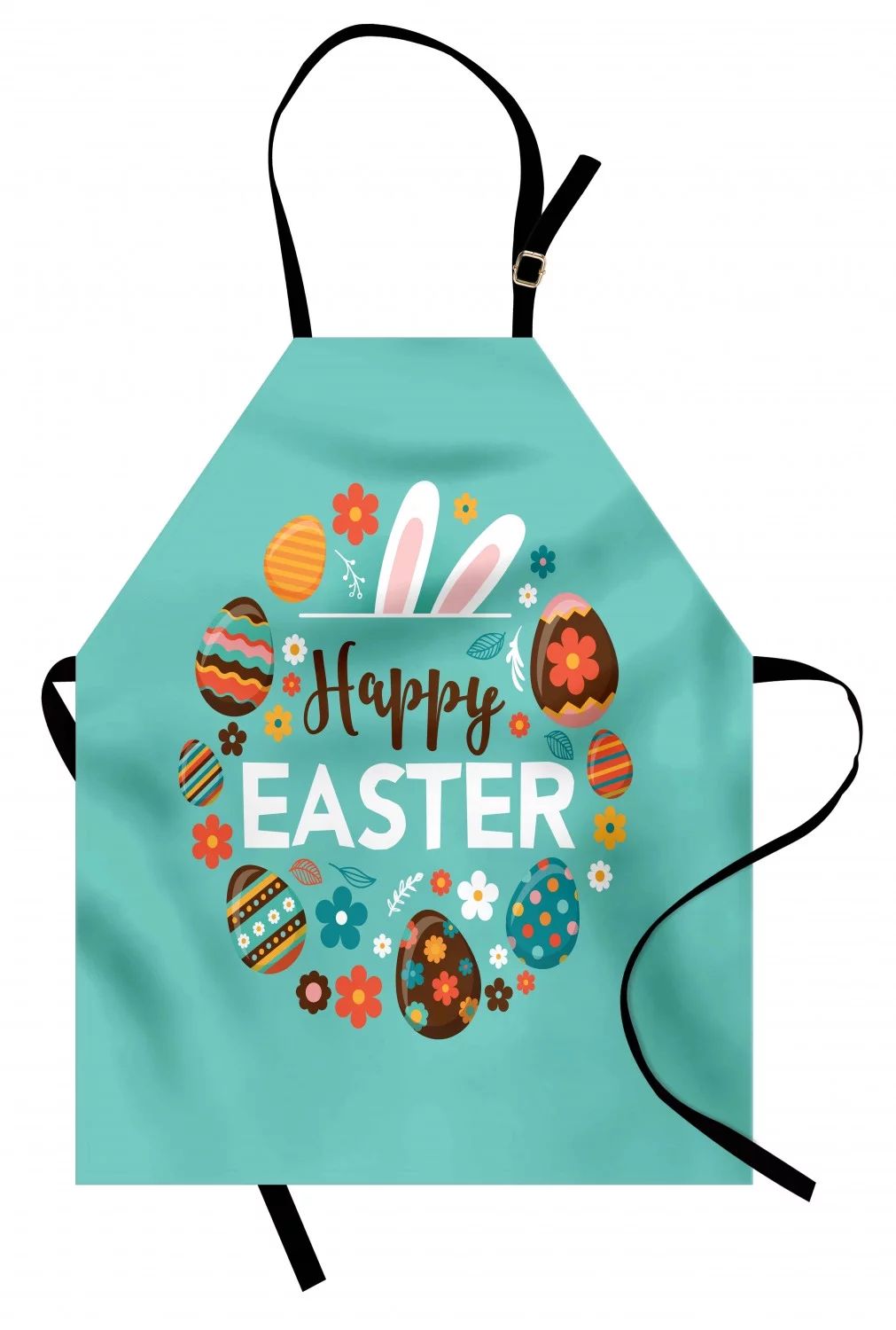 Easter Apron Spring Holiday Pattern with Ornate Eggs Blossoming Flowers Bunny Ears Hand Lettering... | Walmart (US)