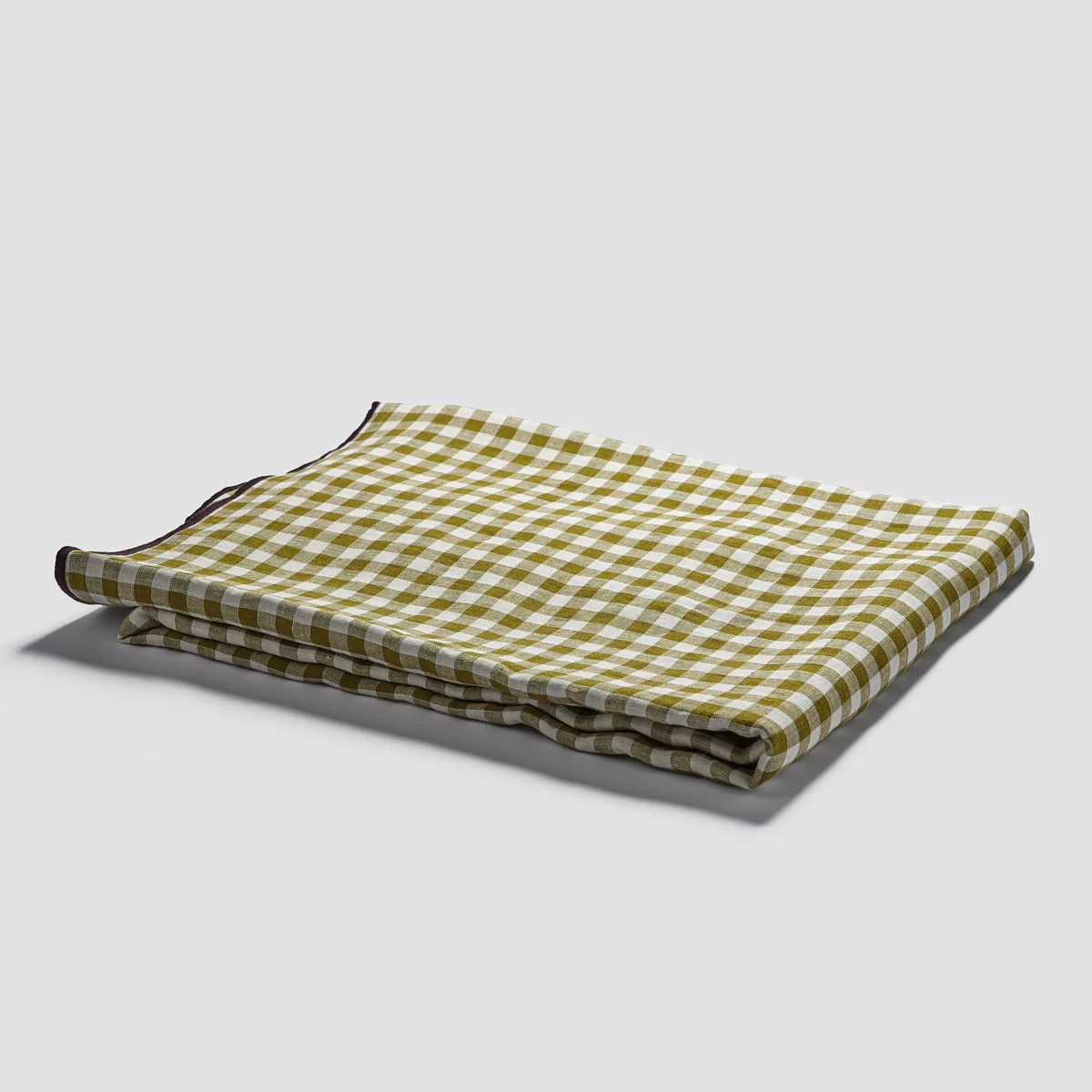 Botanical Green Gingham 100% Linen Tablecloth | Piglet