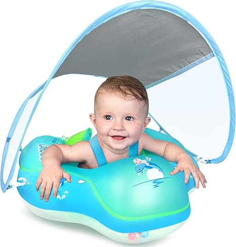 LAYCOL Baby Swimming Float Inflatable Baby Pool Float Ring Newest with Sun Protection Canopy,add ... | Amazon (US)