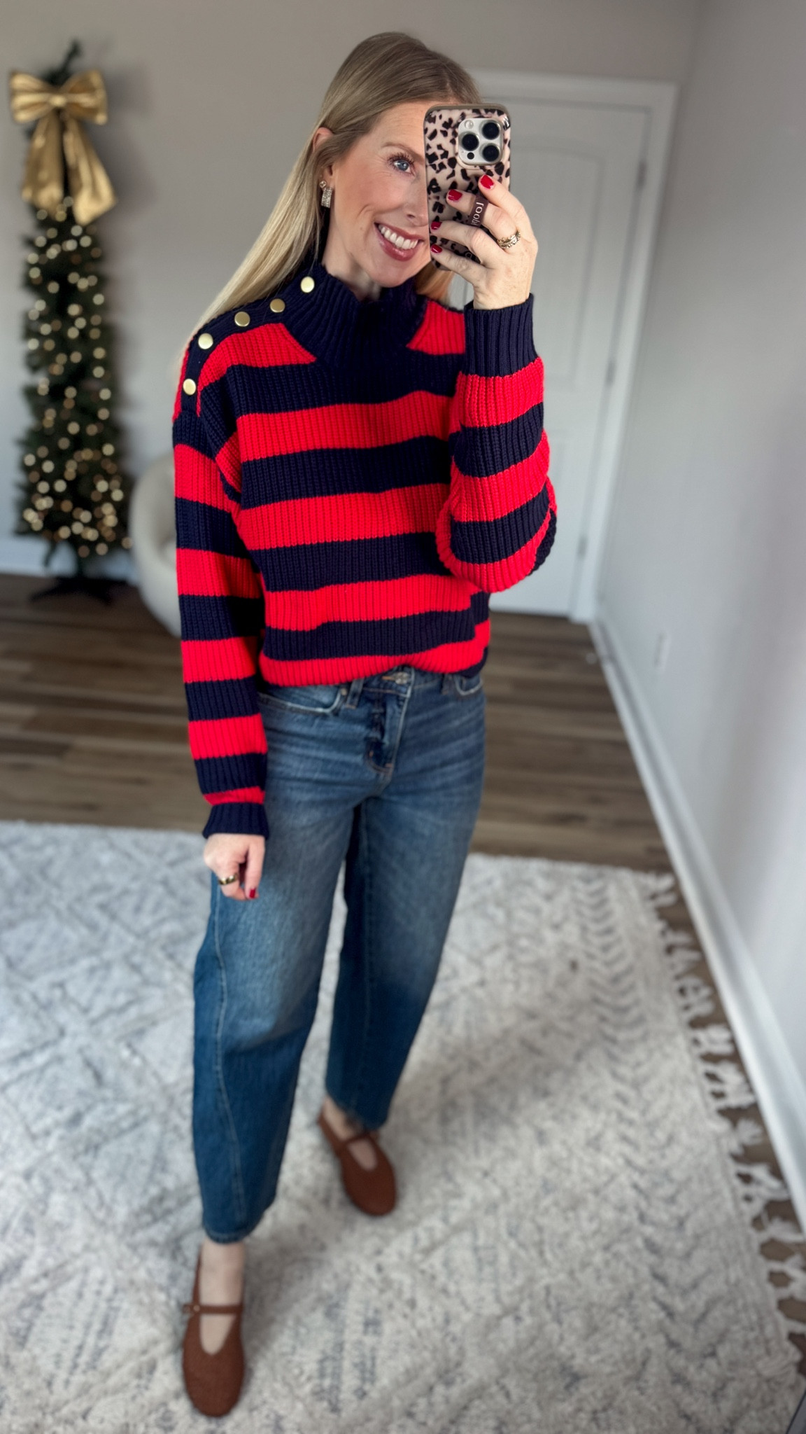 Daily try on, Walmart outfit, Walmart fashion, Walmart try on, striped sweater, barrel jeans

Small, size up 1 in jeans 

#LTKFindsUnder50 #LTKootd