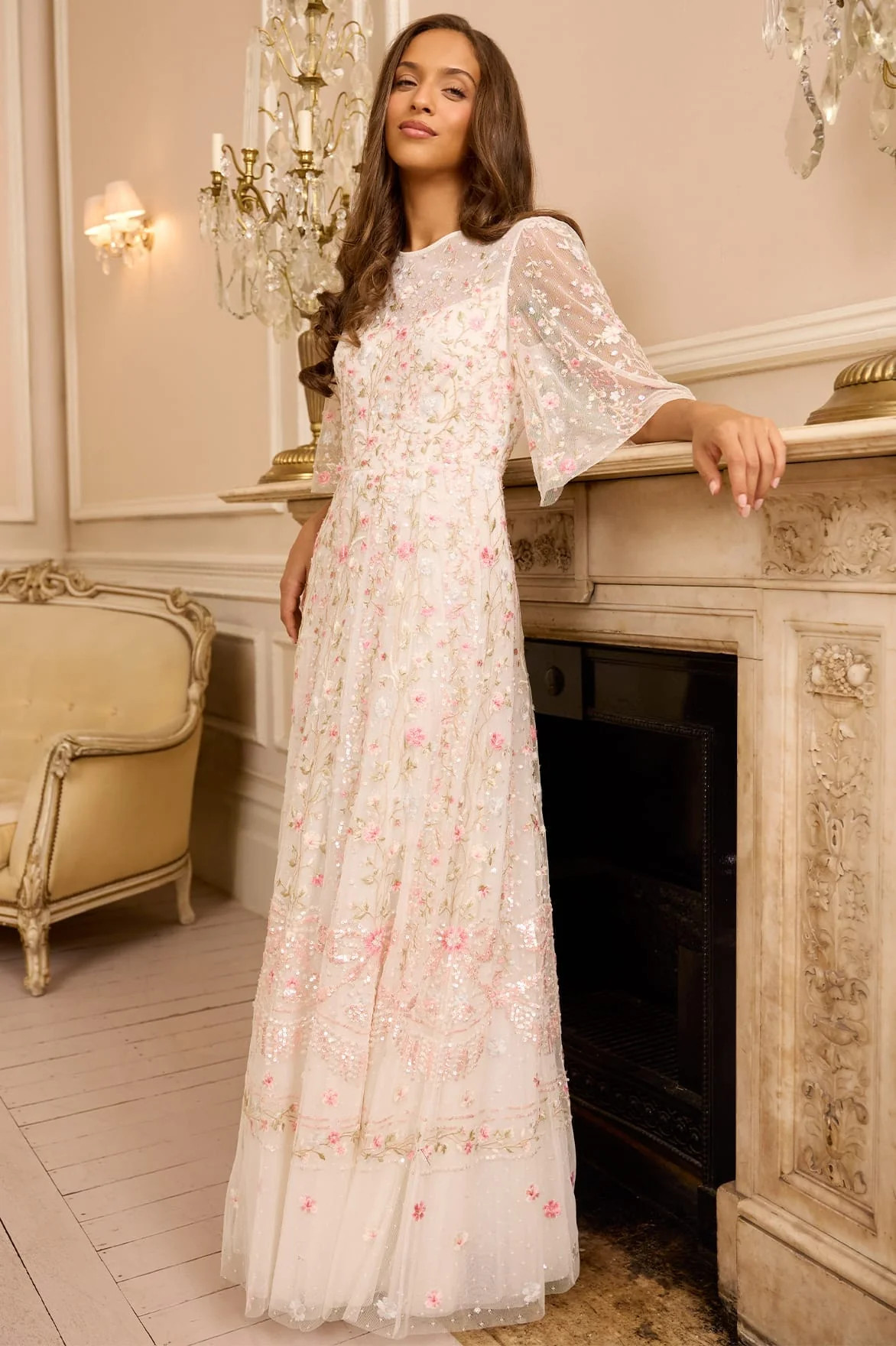 Rococo Ribbon Round Neck Gown | Needle & Thread