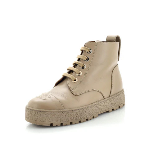 Women's CC Turnlock Cap Toe Lace Up Boots Leather | Rebag