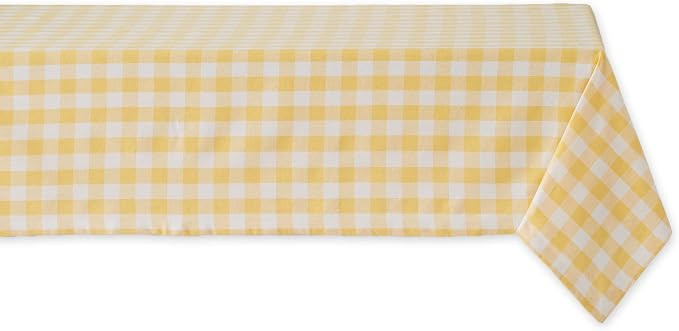 DII Checkered Tabletop Collection 100% Cotton, Machine Washable, Tablecloth, 60x84, Yellow | Amazon (US)
