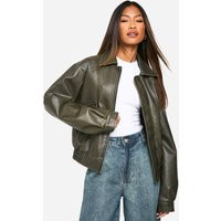boohoo Femmes Veste Bomber en Synthetique Au Look Vintage | Marron fonce | Taille: 38 | Boohoo.com (FR)