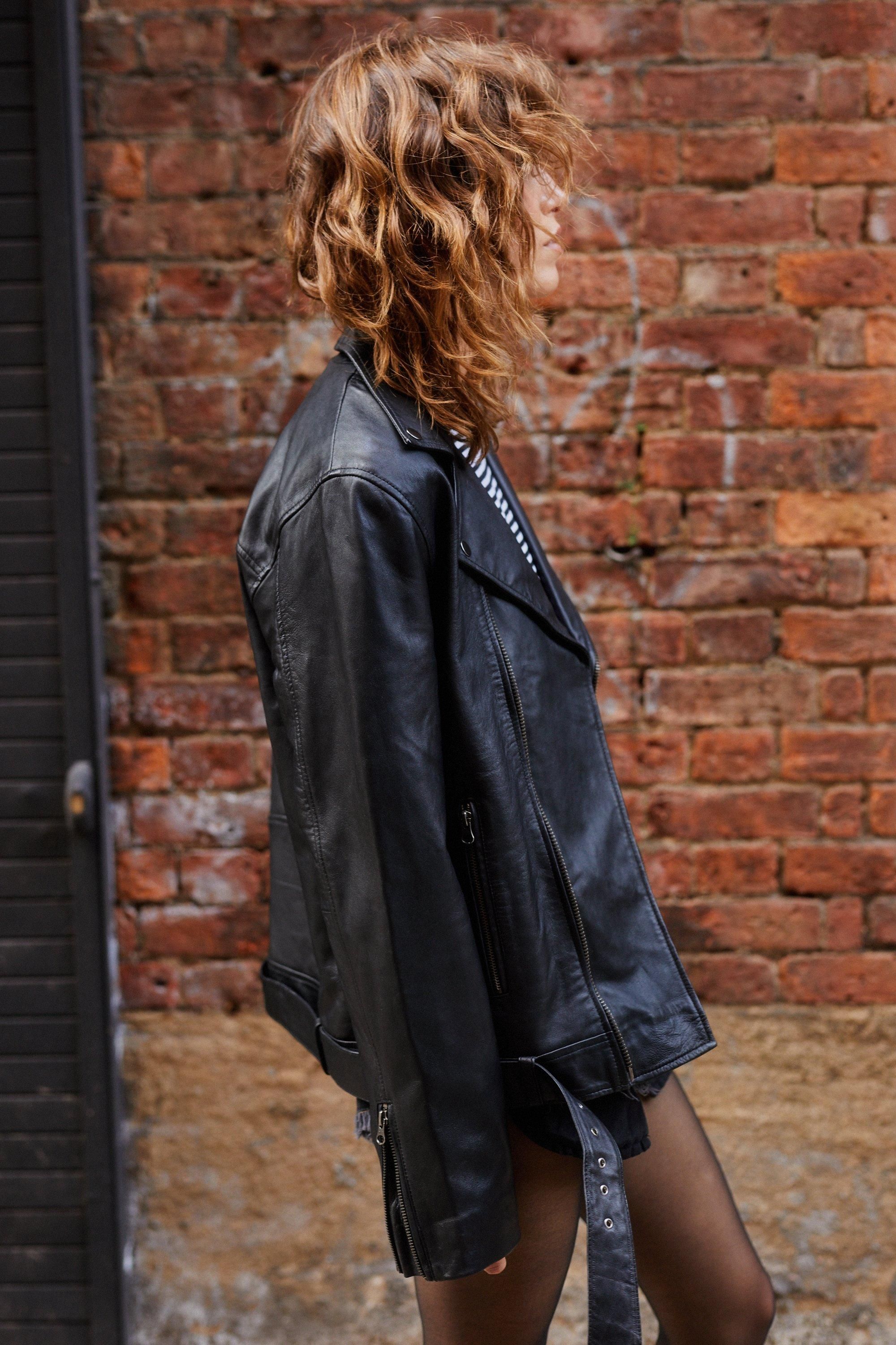 Oversized Real Leather Boyfriend Jacket | Nasty Gal (US)