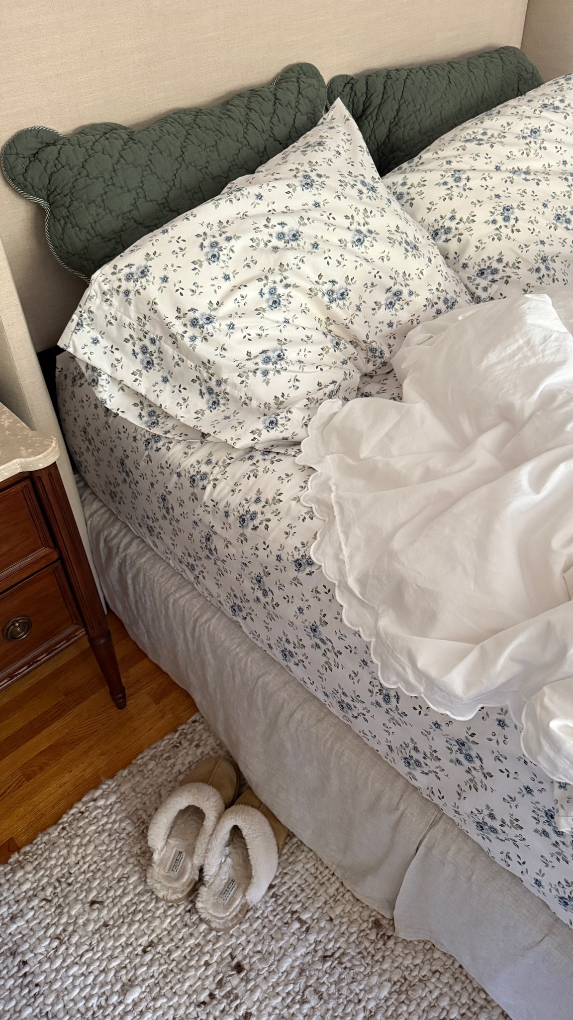 My scallop duvet cover is finally back in stock and 25% off! My pretty floral sateen sheet set is 50% off!