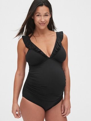 Maternity Ruffle V-Neck One-Piece Suit | Gap (US)