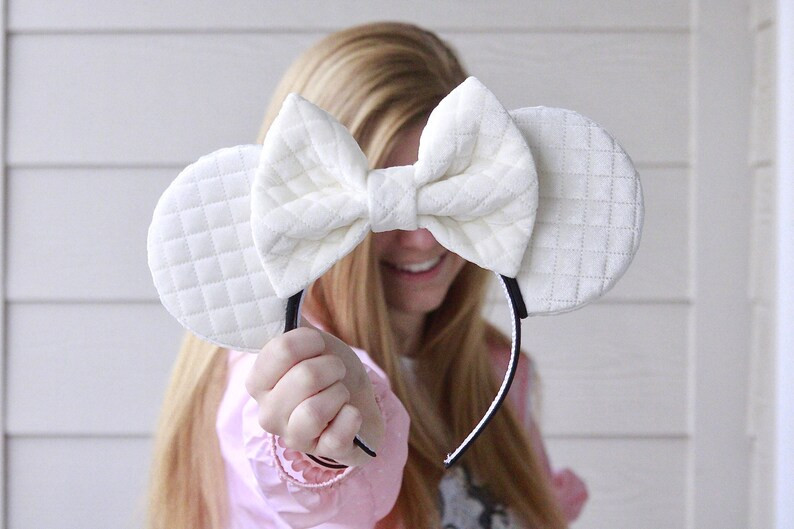 Quilted Cream Velour Disney Inspired Ears / Mickey Ears / Minnie Ears | Etsy (US)