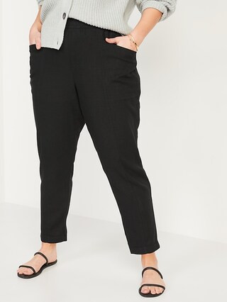 High-Waisted Cropped Linen Pants for Women | Old Navy (US)