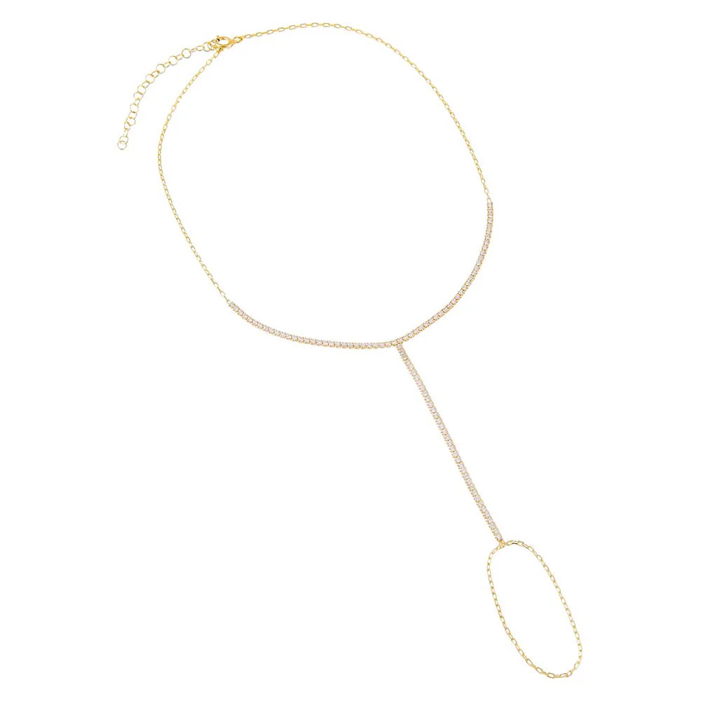 Tennis Hand Chain Bracelet by By Adina Eden Gold | Casual Chic Boutique