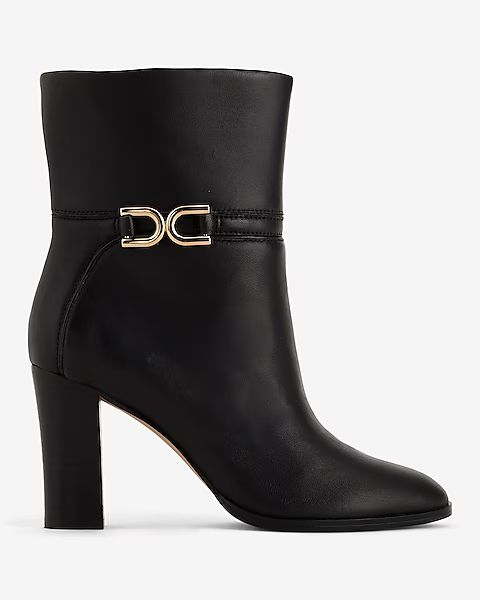 Leather Buckle Heeled Ankle Boots | Express