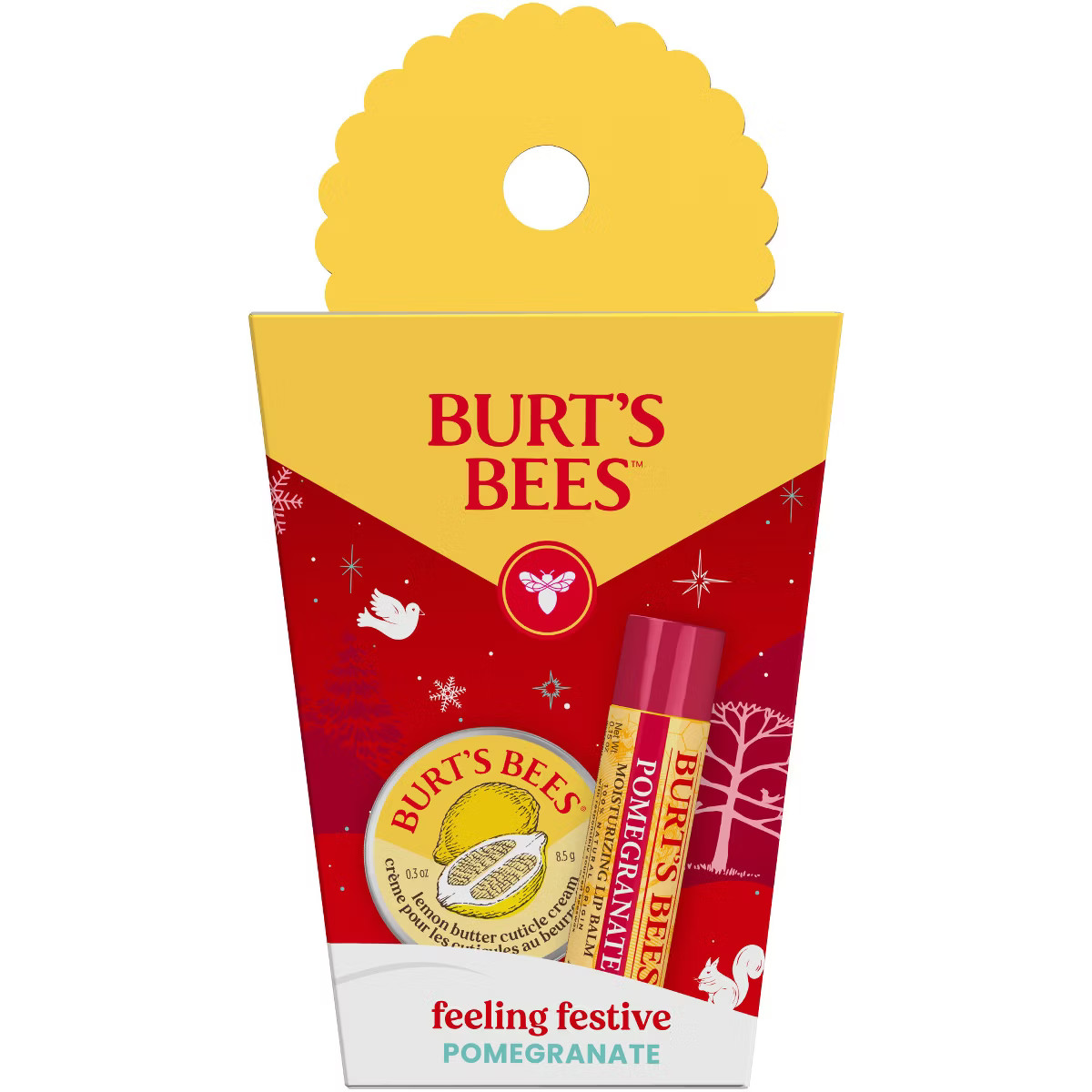 Burt's Bees Holiday Feeling Festive Gift Set - Pomegranate Lip Balm + Lemon Cuticle Cream - 16oz | Target