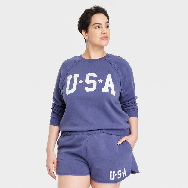 Women's USA Graphic Sweatshirt - Blue | Target