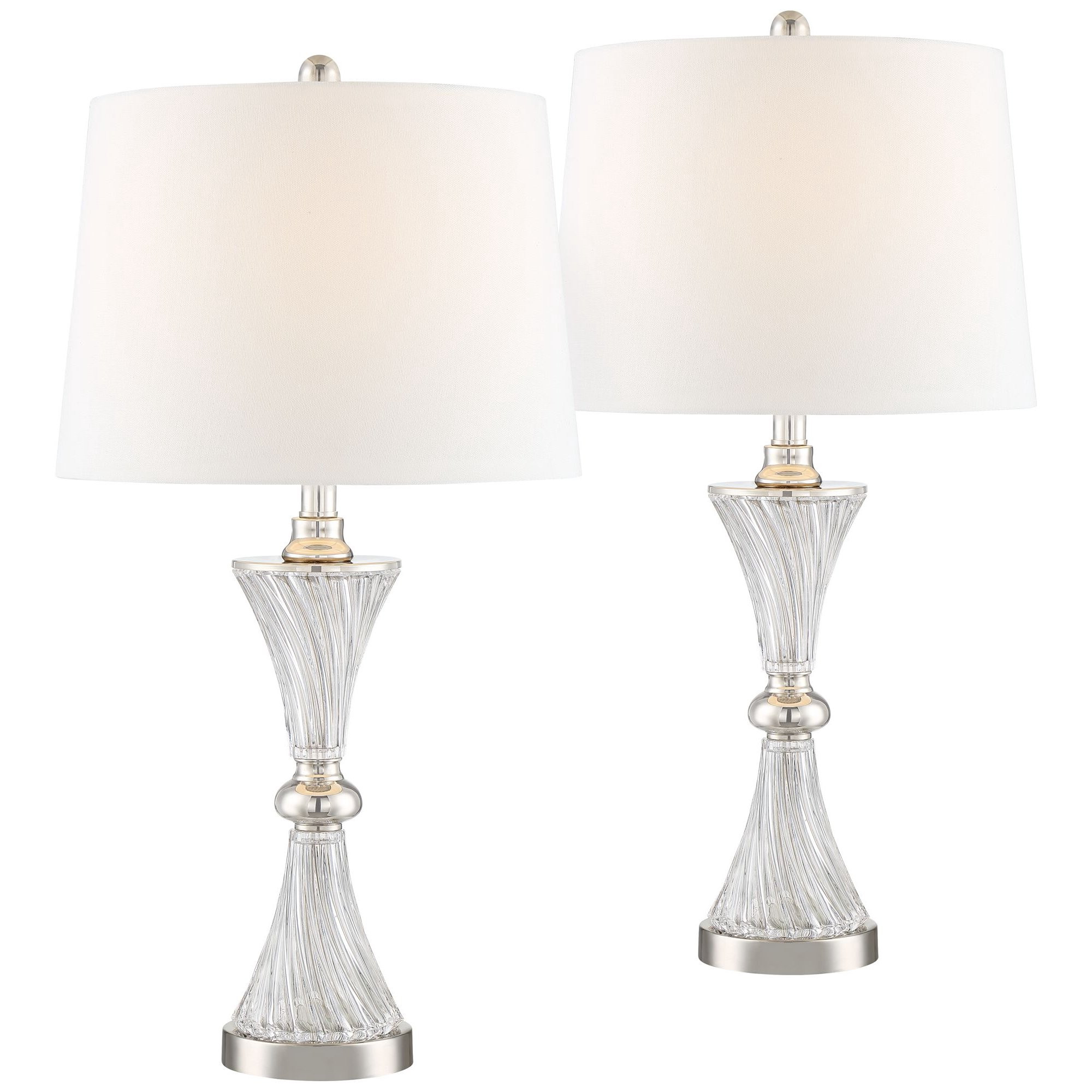 Regency Hill Modern Table Lamps Set of 2 with USB Charging Port Chrome and Glass Drum Shade for L... | Walmart (US)
