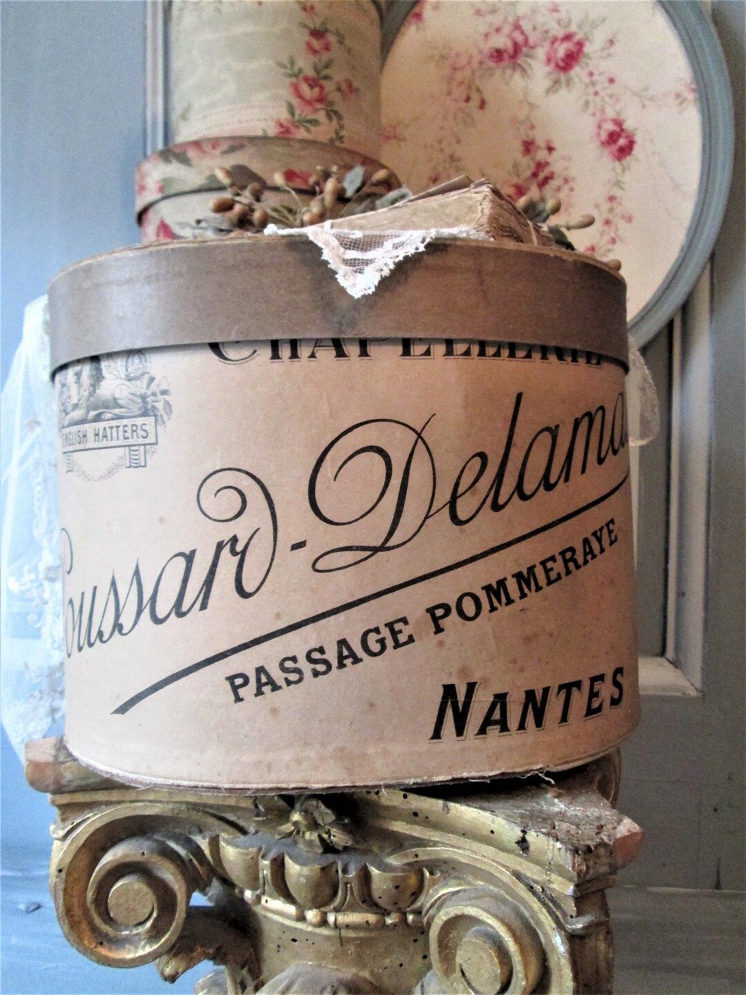 Antique French Hat Box Circa 1900 RARE Hat Box Tattered French - Etsy | Etsy (US)