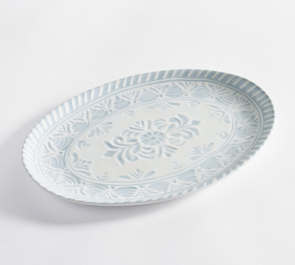 Chambray Tile Outdoor Melamine Serving Platter | Pottery Barn (US)