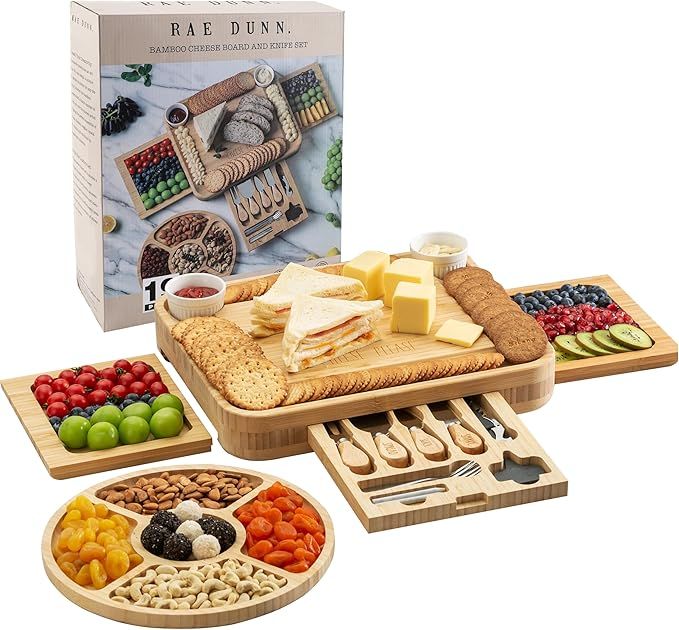 Rae Dunn Charcuterie Board & Accessories - Large Charcuterie Board Set, Bamboo Cheese Board Set w... | Amazon (US)