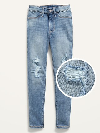 Extra High-Waisted Rockstar 360° Stretch Ripped Jeggings for Girls | Old Navy (US)