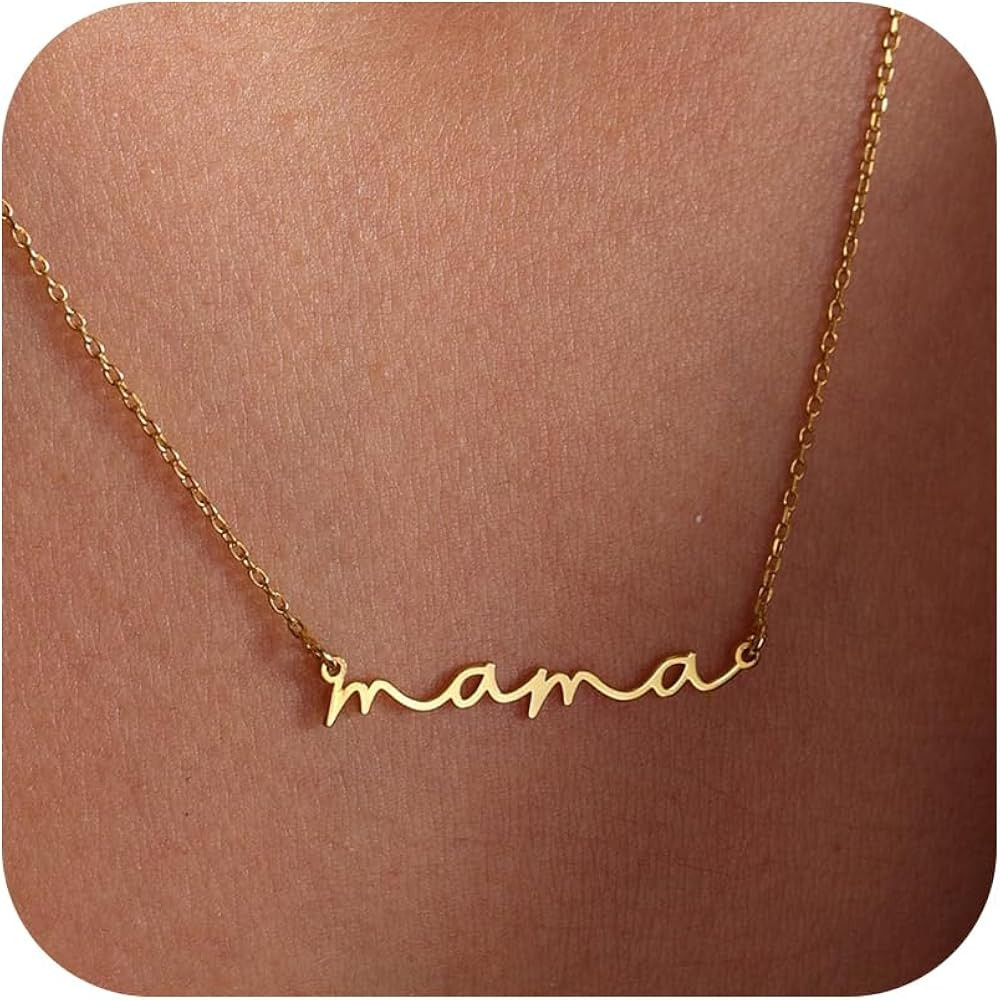 SLOONG Mama Necklaces for Women, Gifts for Mother, 14K Gold Plated Dainty Necklace Non Tarnish Je... | Amazon (US)