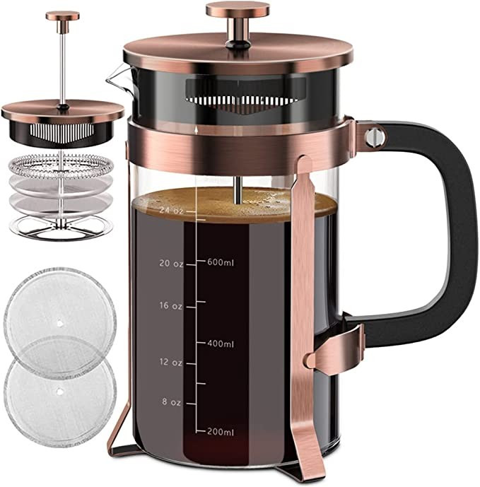 French Press Coffee Maker 34oz 304 Stainless Steel French Press with 4 Filter, Heat Resistant Dur... | Amazon (US)