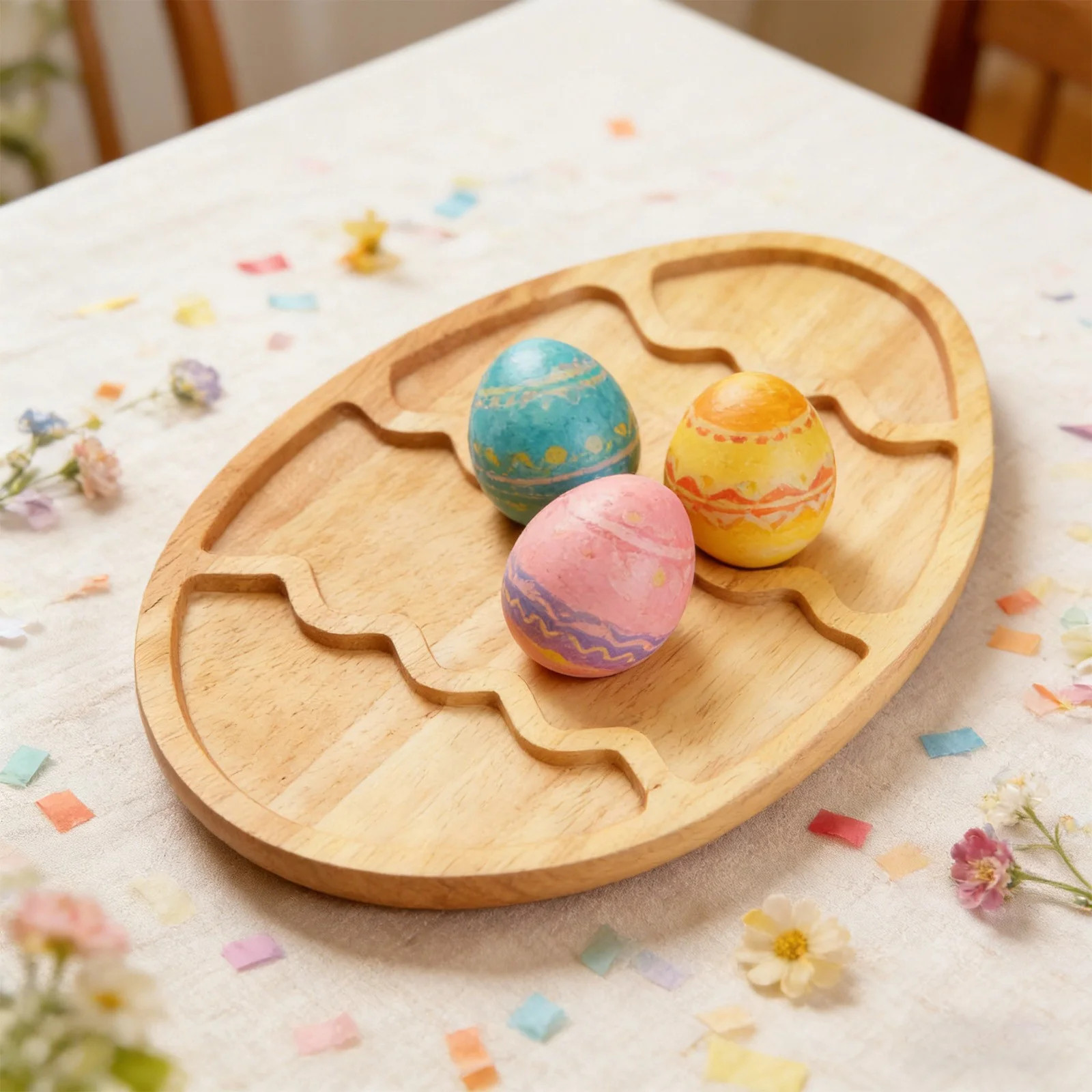 Naxoaeo Easter Wooden Serving Tray, Egg Shaped Wood Plates, Rural Decorative Snack Dessert Platte... | Walmart (US)