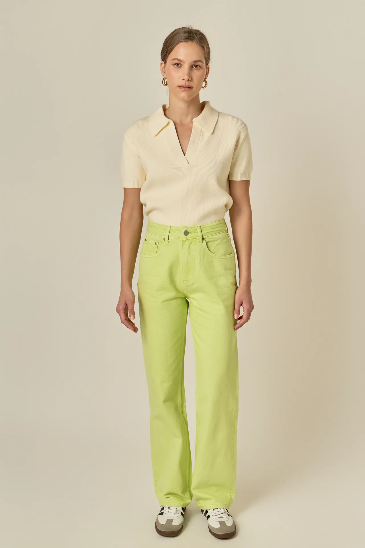Color Full Length Wide Leg Jean | English Factory