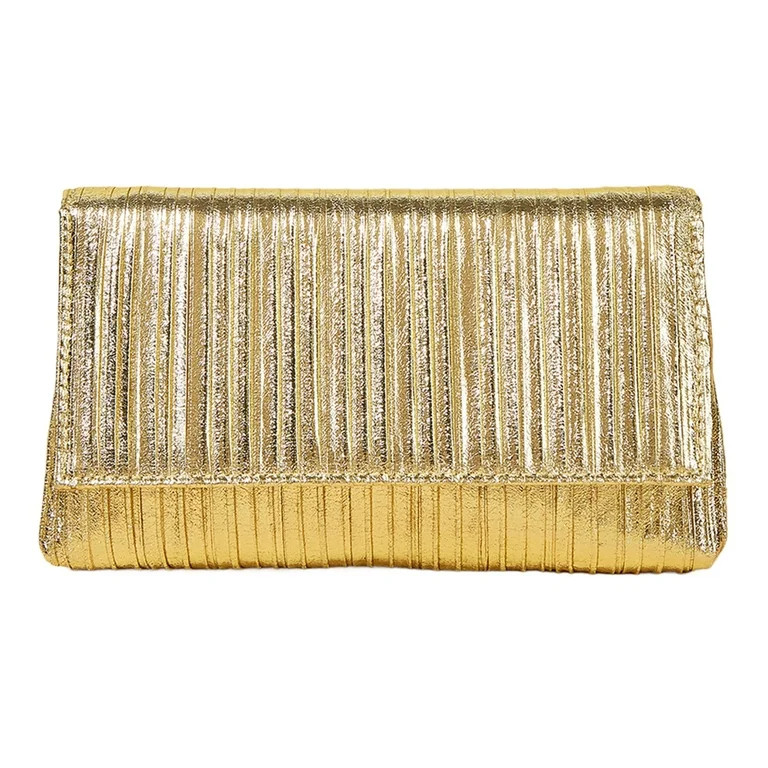 SUNHUFA Women Evening Bag Flap Metallic PU Clutch Purse Shiny Envelope Handbag (Gold) | Walmart (US)