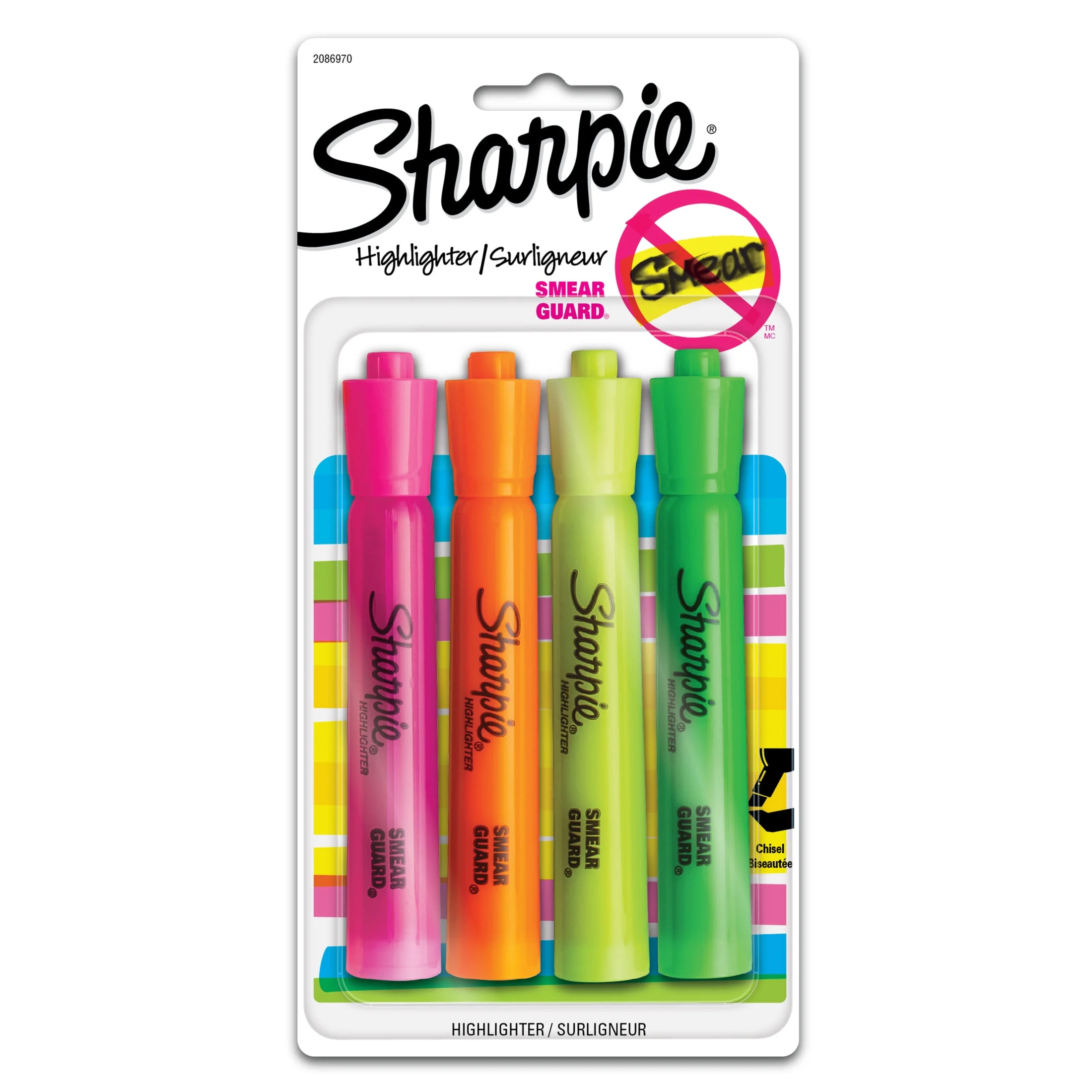 Sharpie Tank-Style Highlighters, Chisel Tip, Assorted, 4 Count | Walmart (US)