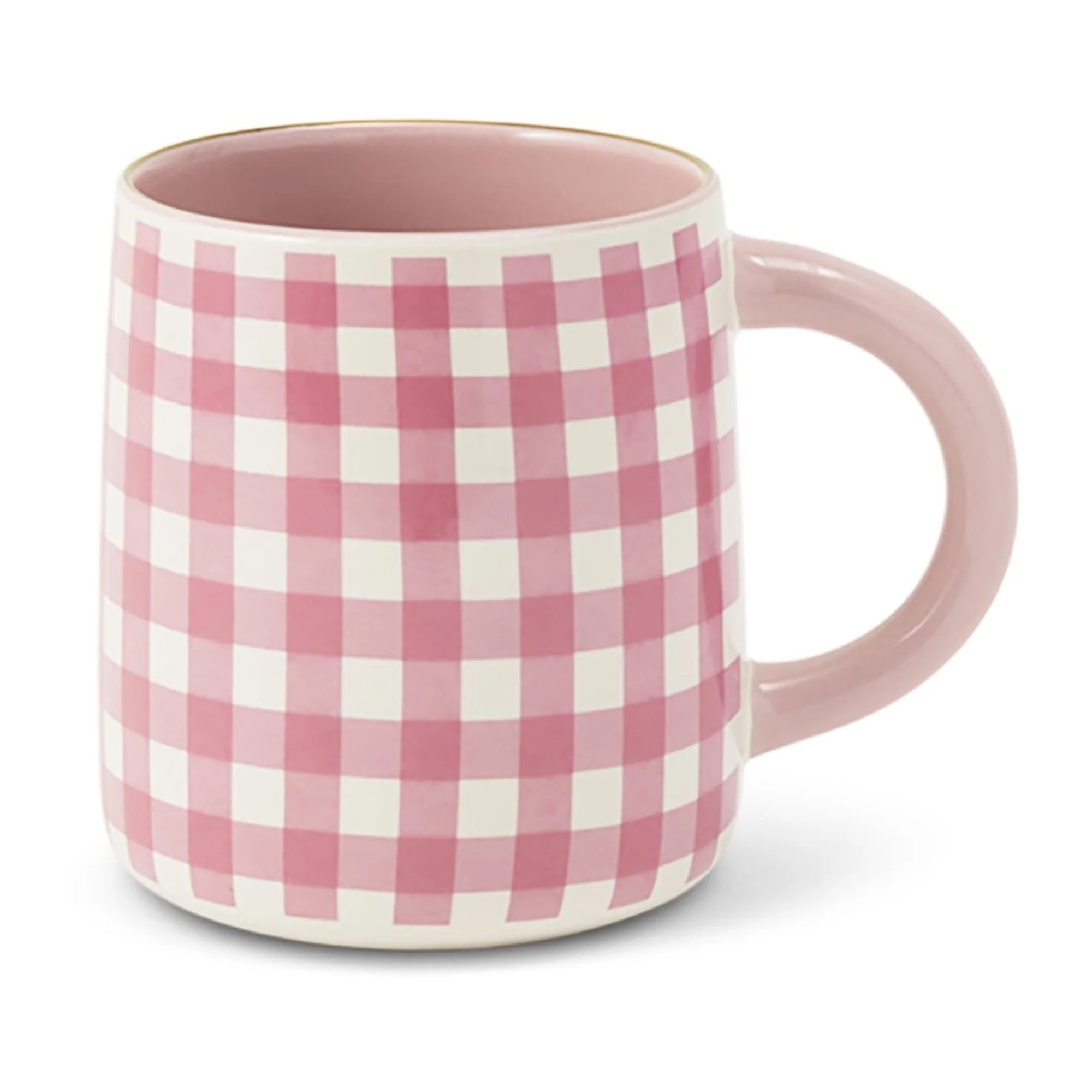 Thyme & Table 14.5 fl oz Pink Gingham Stoneware Mug | Walmart (US)