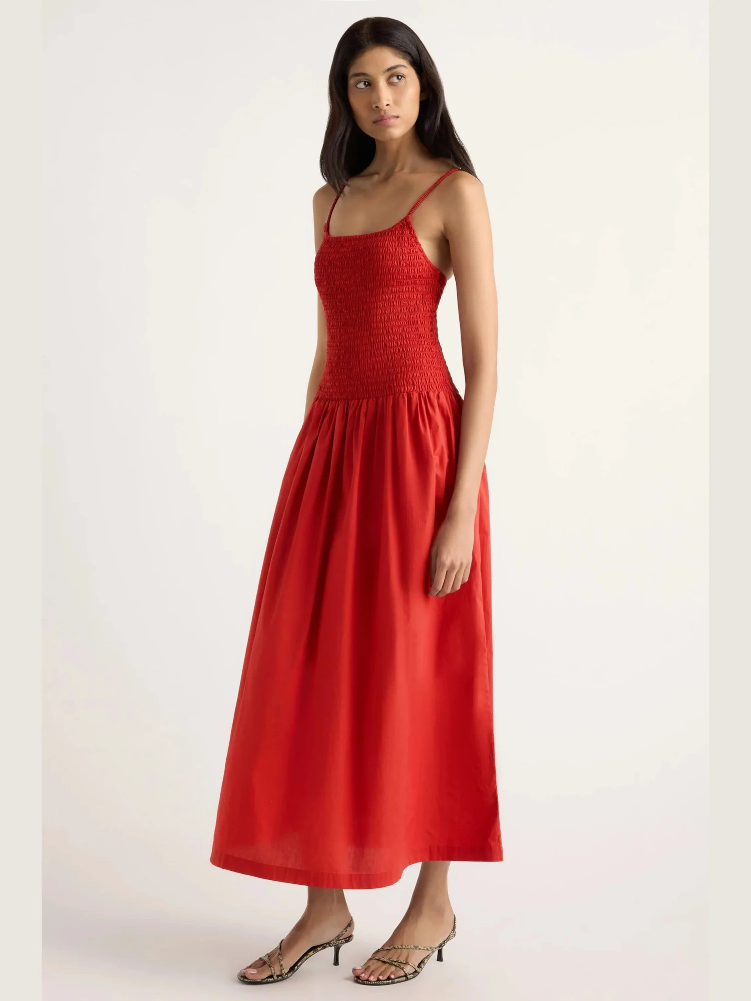 Venus Smocked Organic Cotton Midi Dress | Shop.app