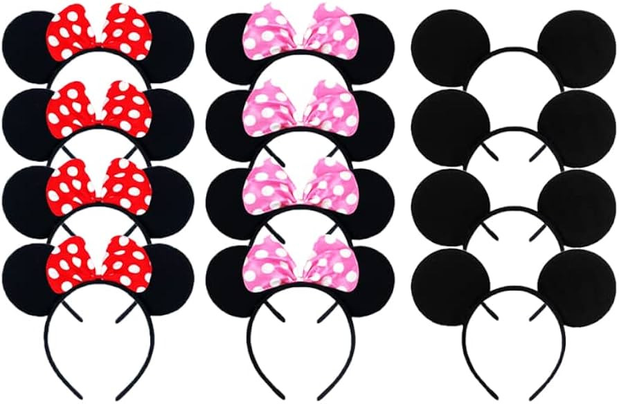 Mouse Ears Headband EUICAE Adult Headband Mouse Costume Solid Back Red Pink Bow for Girls Boys Bi... | Amazon (US)