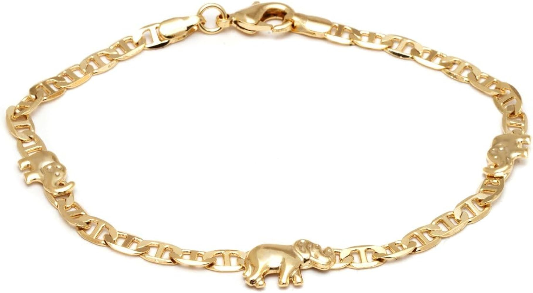 Barzel 18K Gold Plated Flat Marina Elephant Anklet For Women - Made In Brazil | Amazon (US)