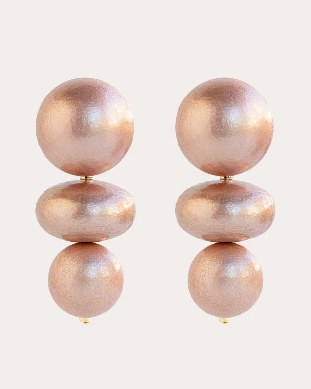 Saule Label Women's Nola 18K Gold-Plated Wood and Hematite Earrings in Rose Gold | Olivela