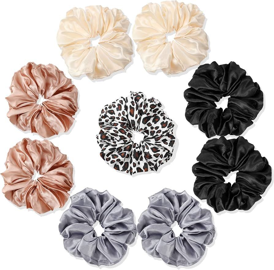 Scrunchies Hair Ties Elastics Bands Ponytail Holder Pack of Neutral Scrubchy Hair Accessories Wom... | Amazon (US)