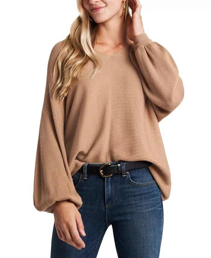 1.STATE Women's Rib-Knit Bubble Sleeve Long Sleeve Sweater & Reviews - Sweaters - Women - Macy's | Macys (US)