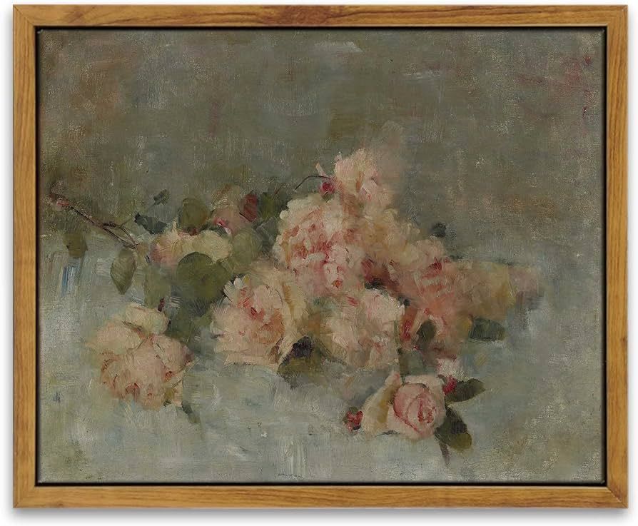 InSimSea Framed Wall Art Home Decor Classical Oil Painting Roses Canvas Prints Wall Decorations H... | Amazon (US)