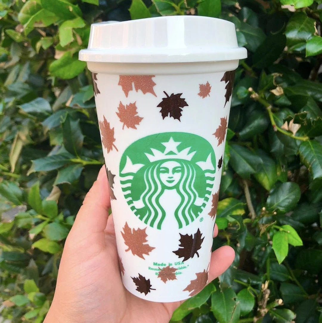 Fall Leaves Starbucks Hot Cup Autumn Starbucks Cup Custom Hot Starbucks Cup Starbucks Cup Gift fo... | Etsy (US)