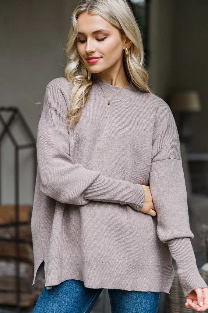 Perfectly You Mocha Brown Mock Neck Sweater | The Mint Julep Boutique