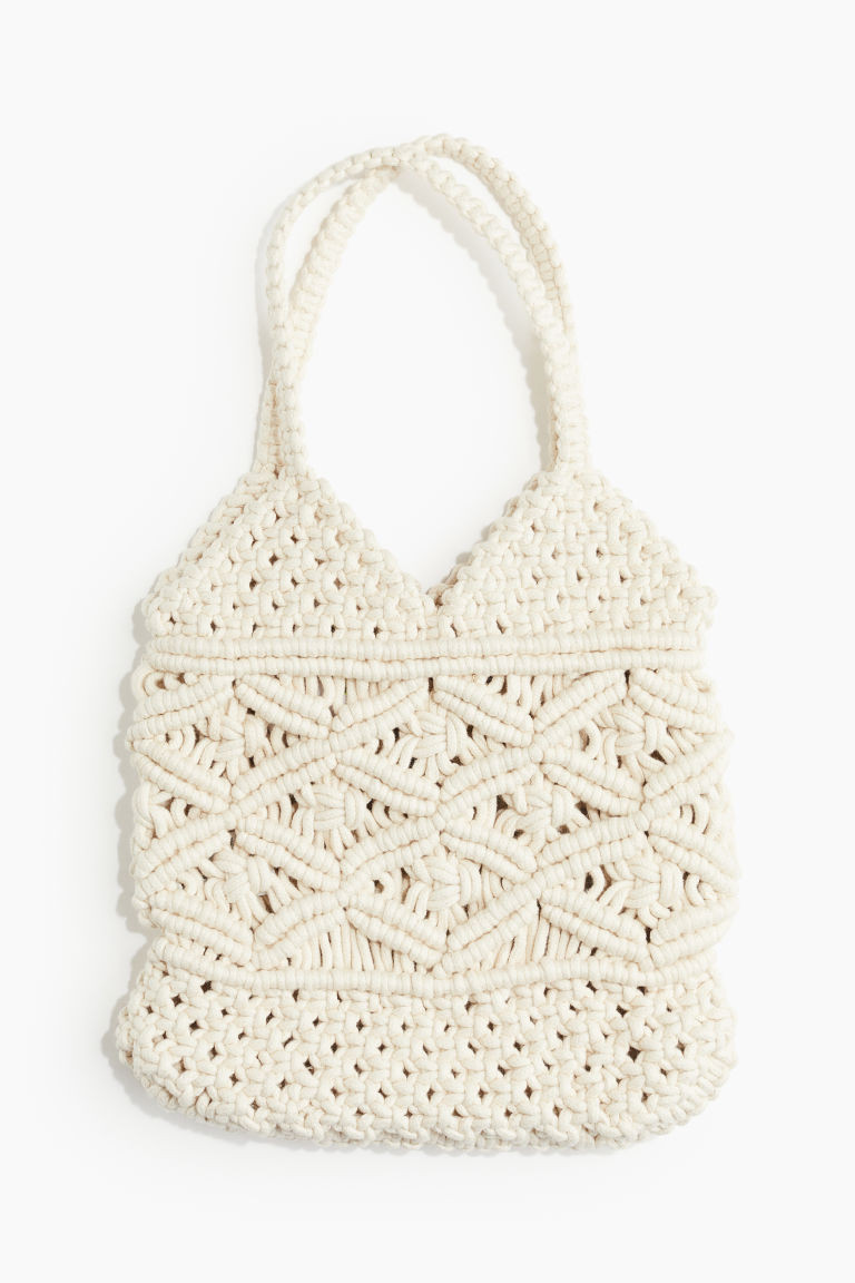 H & M - Macramé tote bag - White | H&M (UK, MY, IN, SG, PH, TW, HK)