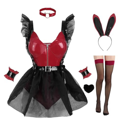 Nuoqi Red Bunny Suit Adult Bunny Girl Cosplay Halloween Womens Bunny Costume M | Amazon (US)