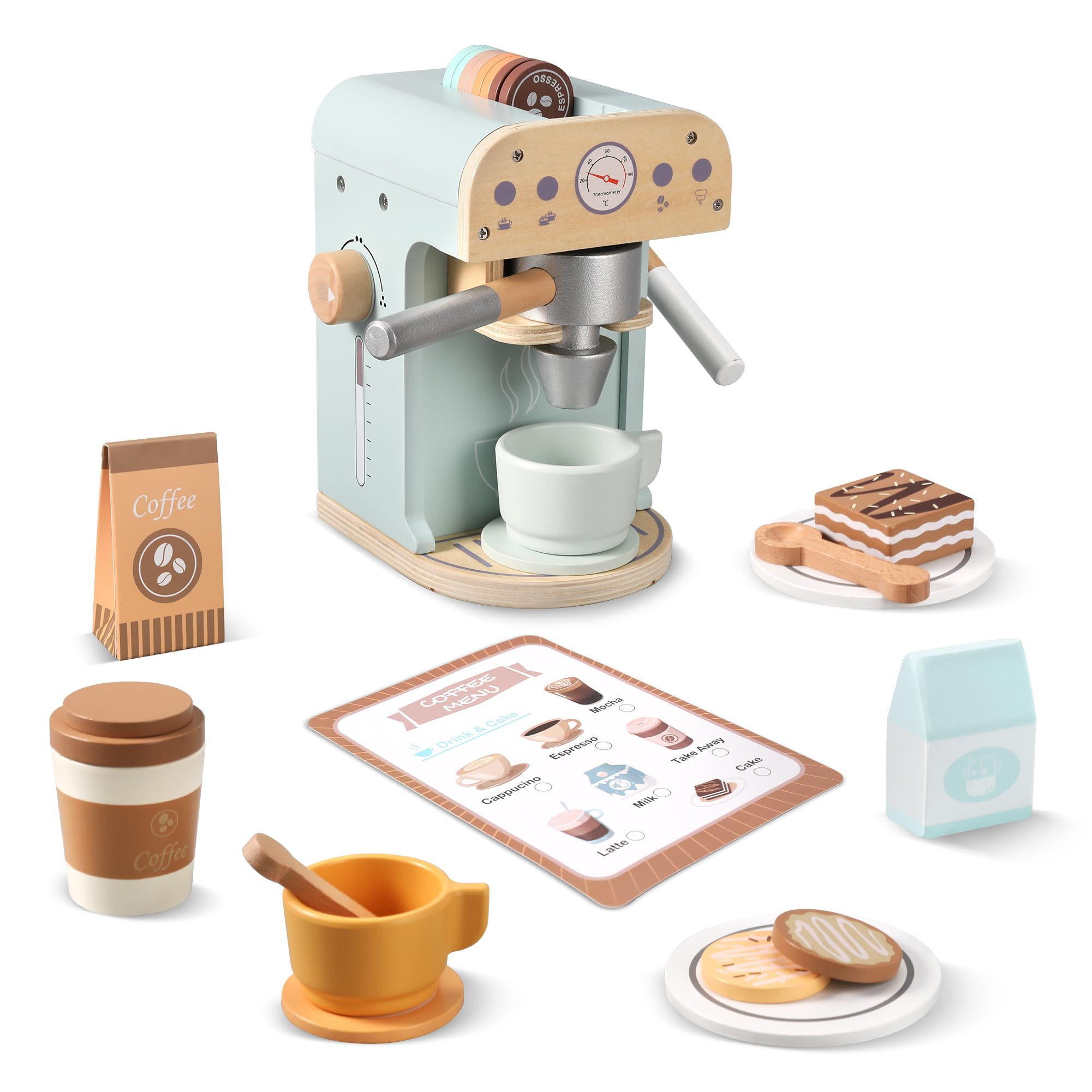 RICH ACCESSORIES: Includes a wooden coffee maker, coffee filter, cups, cake, coffee capsules, spo... | Amazon (US)