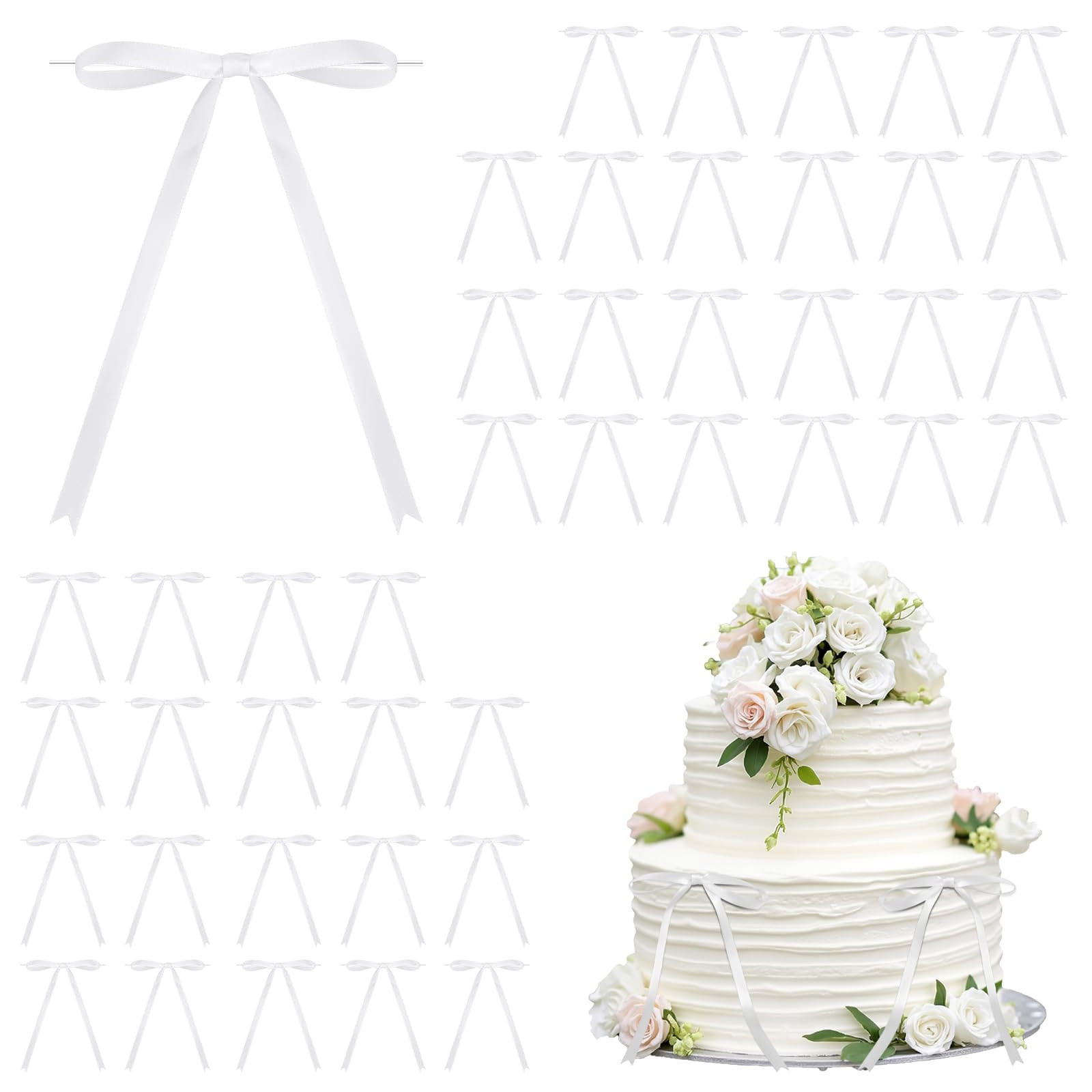 50 Pcs 5x7 Inch Satin Bows with Twist Tie – Premade Tied Ribbon Bows for Gift Wrapping, Cake Tr... | Amazon (US)